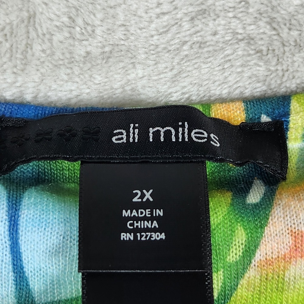 Ali Miles Womens 2X Butterfly Dragonfly Print 3/4 Sleeve Top Multicolor A15324TW - Picture 3 of 8